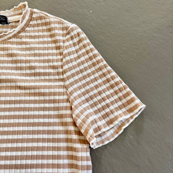 Vero Moda Short Sleeve Striped Yellow White Shirt XS - Picture 2 of 7